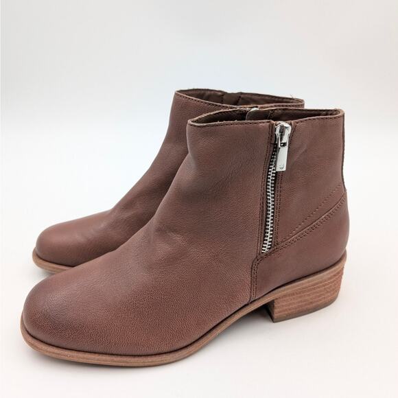Lucky Brand Baelee Leather Ankle Boots Side Zip Women's Brown US7M EU37.5 - Picture 1 of 11